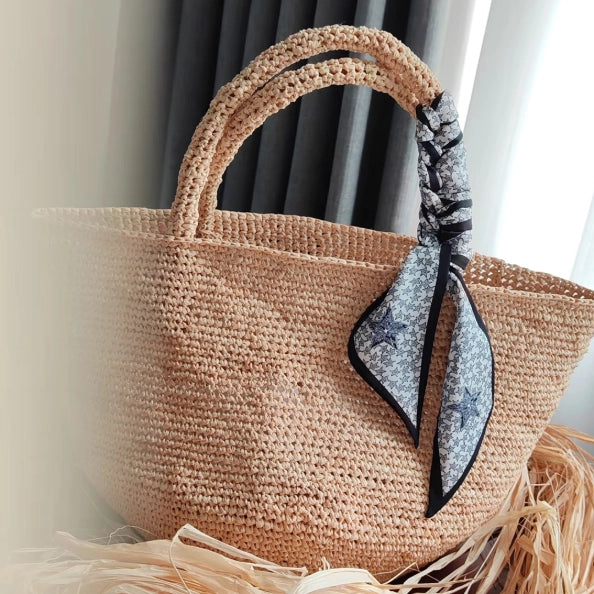 Natural Color Raffia Raw Material for Knitting 50 Grams
