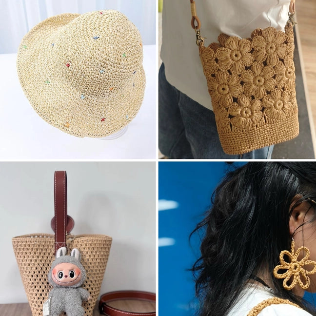 Natural Color Raffia Raw Material for Knitting 50 Grams