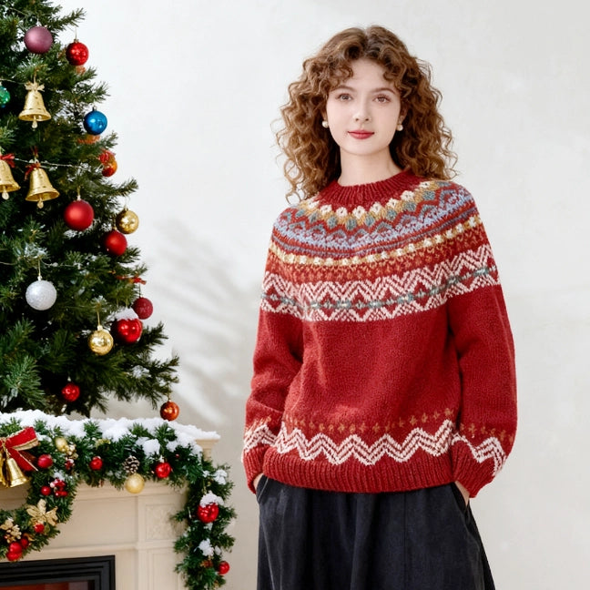 Crochet Kit - Handmade Knitting Material Kit for Christmas-Style Icelandic Circular Yoke Sweaters