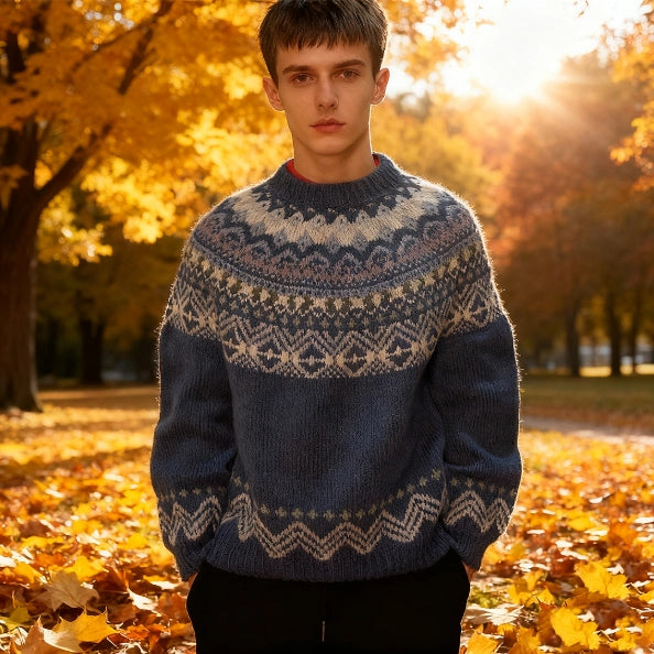 Crochet Kit - Handmade Knitting Material Kit for Christmas-Style Icelandic Circular Yoke Sweaters