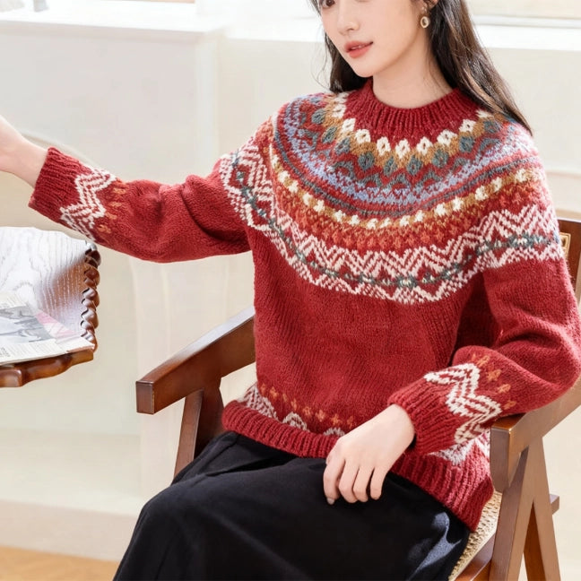 Crochet Kit - Handmade Knitting Material Kit for Christmas-Style Icelandic Circular Yoke Sweaters