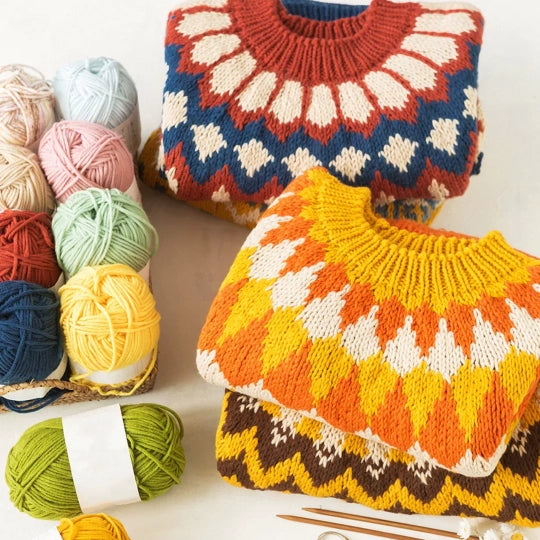 Crochet Kit - Handmade Knitting Material Kit for Lopi Yoke-Jacquard Sweaters