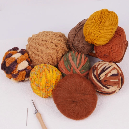 Bundle - Yarn Set Of 9 -Yellow And Brown