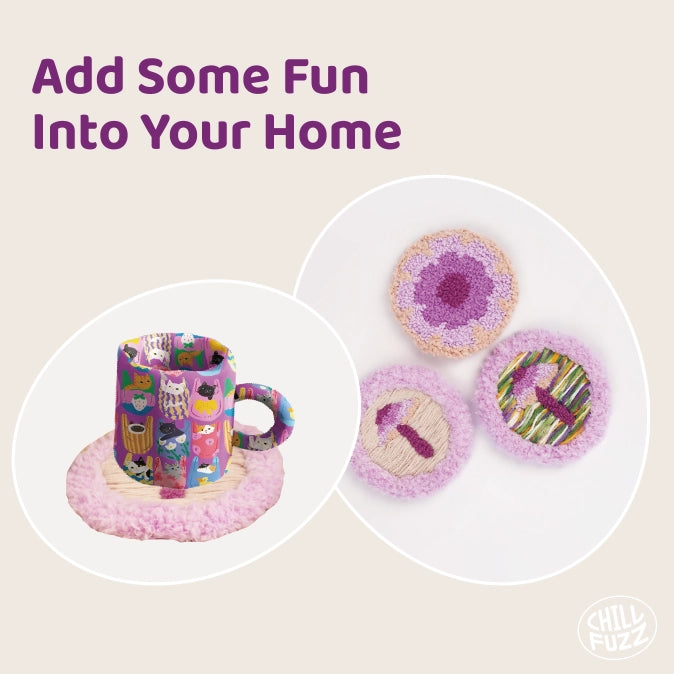 Bundle - Purple Mushroom Coaster Crochet Kit Set of 3