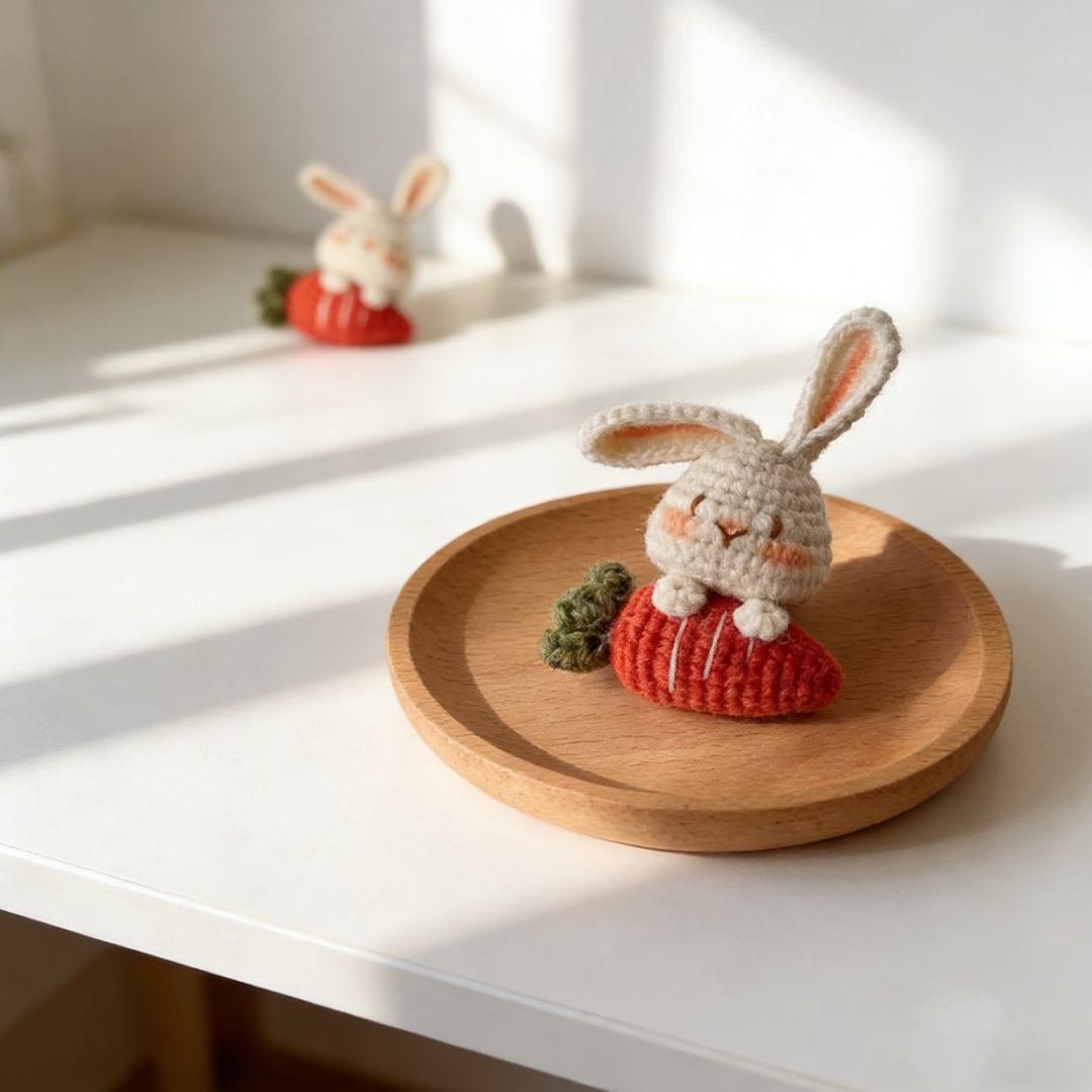 Cute Bunny Brooch | Handmade Wool Yarn Crochet Pin Accessory