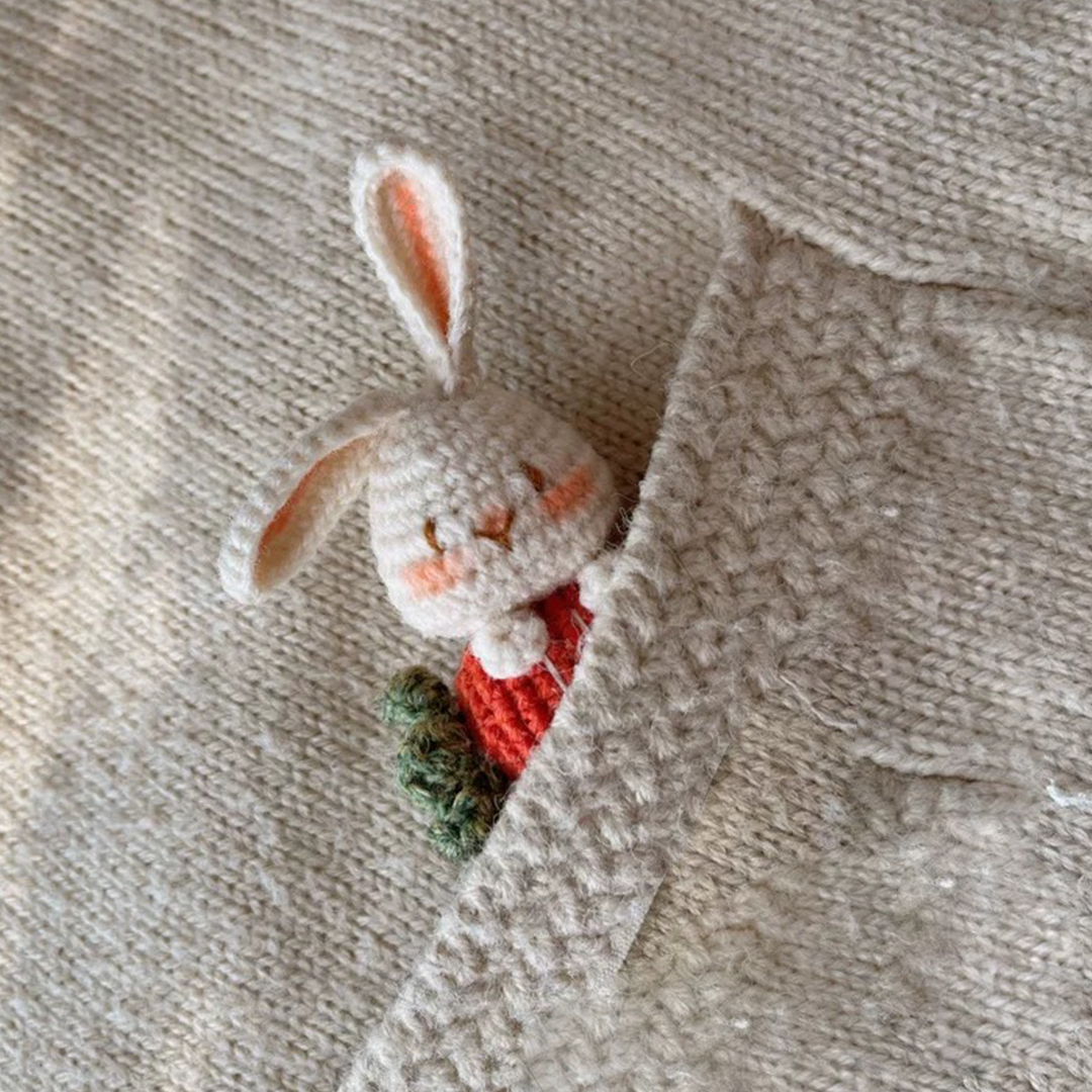 Cute Bunny Brooch | Handmade Wool Yarn Crochet Pin Accessory