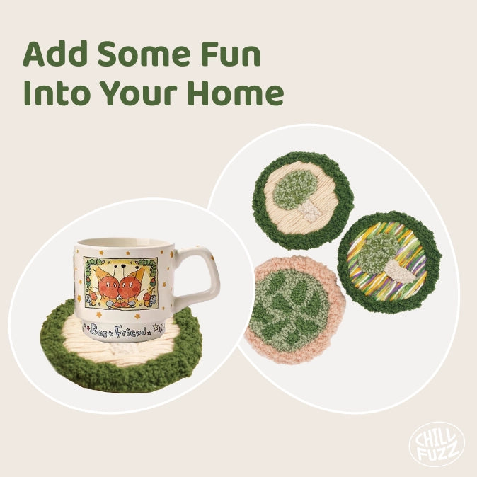 Bundle - Green Mushroom Coaster Crochet Kit Set of 3
