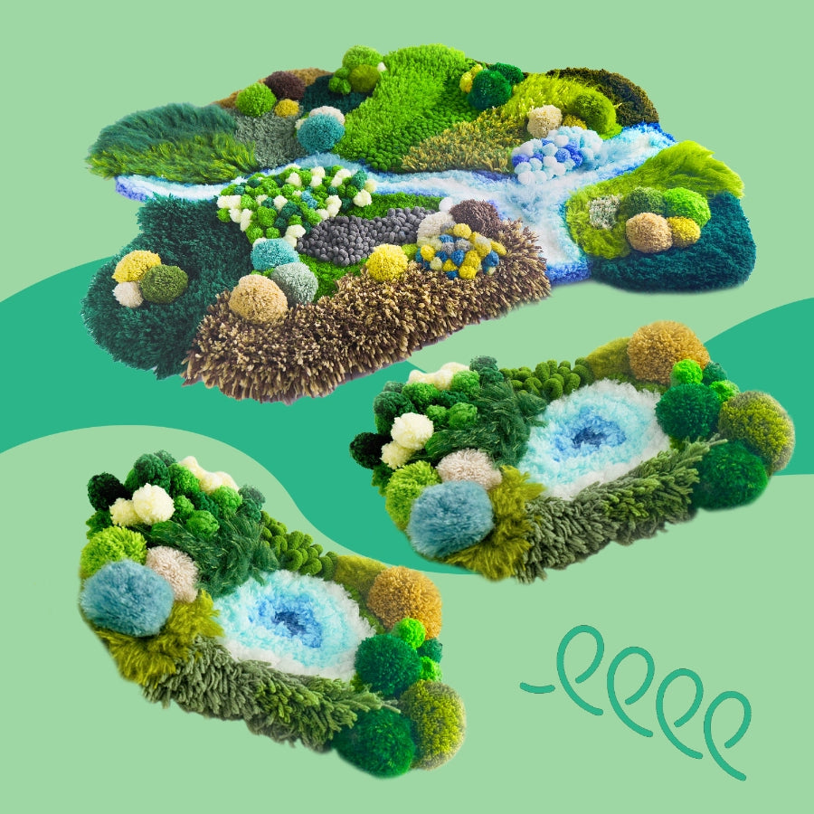 Bundle - Finished Products: 4-Piece Mixed Set (1 Rug+2 Coasters+1 Mushroom)