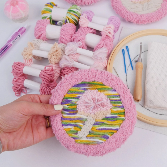 Bundle - Pink Mushroom Coaster Crochet Kit Set of 3