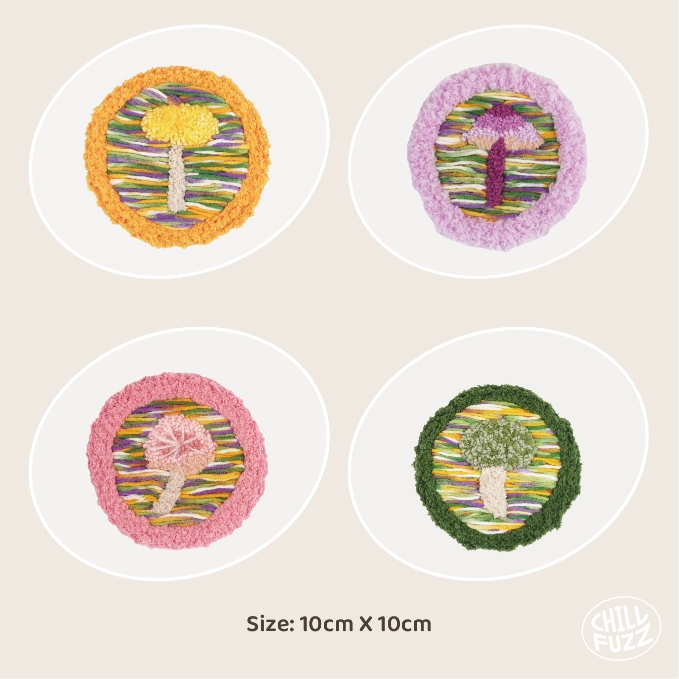 Bundle - Pink Mushroom Coaster Crochet Kit Set of 3