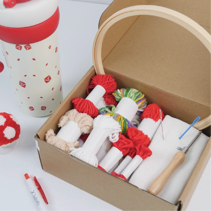 Bundle - Red Mushroom Coaster Crochet Kit Set of 3
