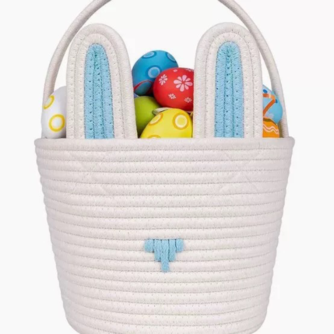 Easter Cotton Rope Woven Storage Basket - Handheld Gift Basket