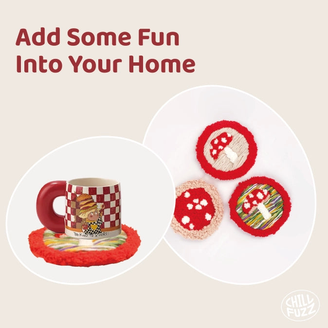 Bundle - Red Mushroom Coaster Crochet Kit Set of 3