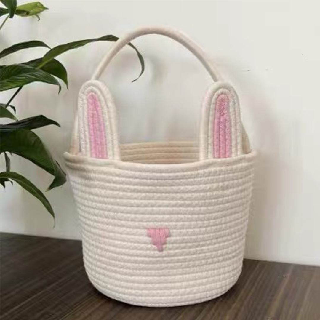 Easter Cotton Rope Woven Storage Basket - Handheld Gift Basket