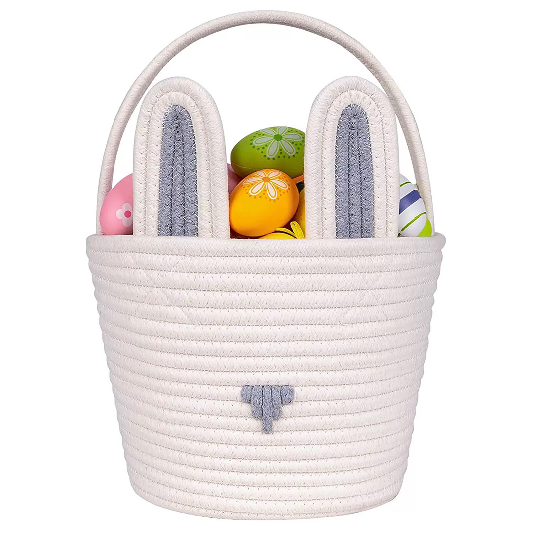 Easter Cotton Rope Woven Storage Basket - Handheld Gift Basket