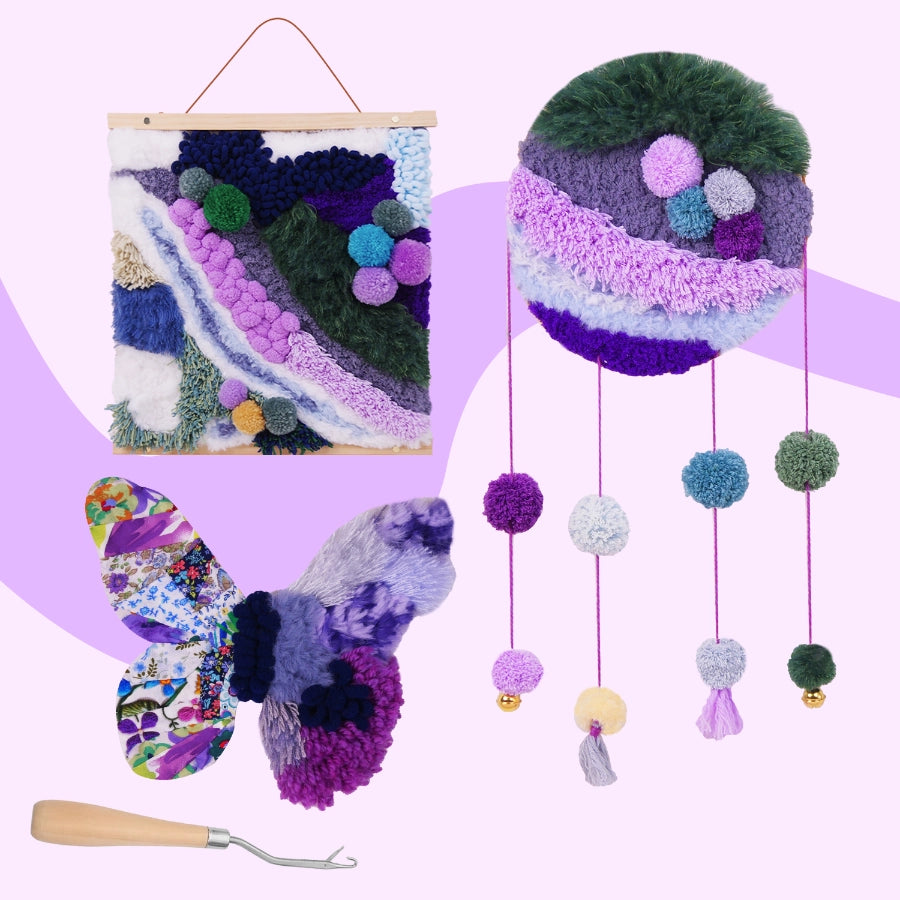 Bundle - Crochet Kit: 3-Piece Set (Wall Art, Wind Chime, Coaster)
