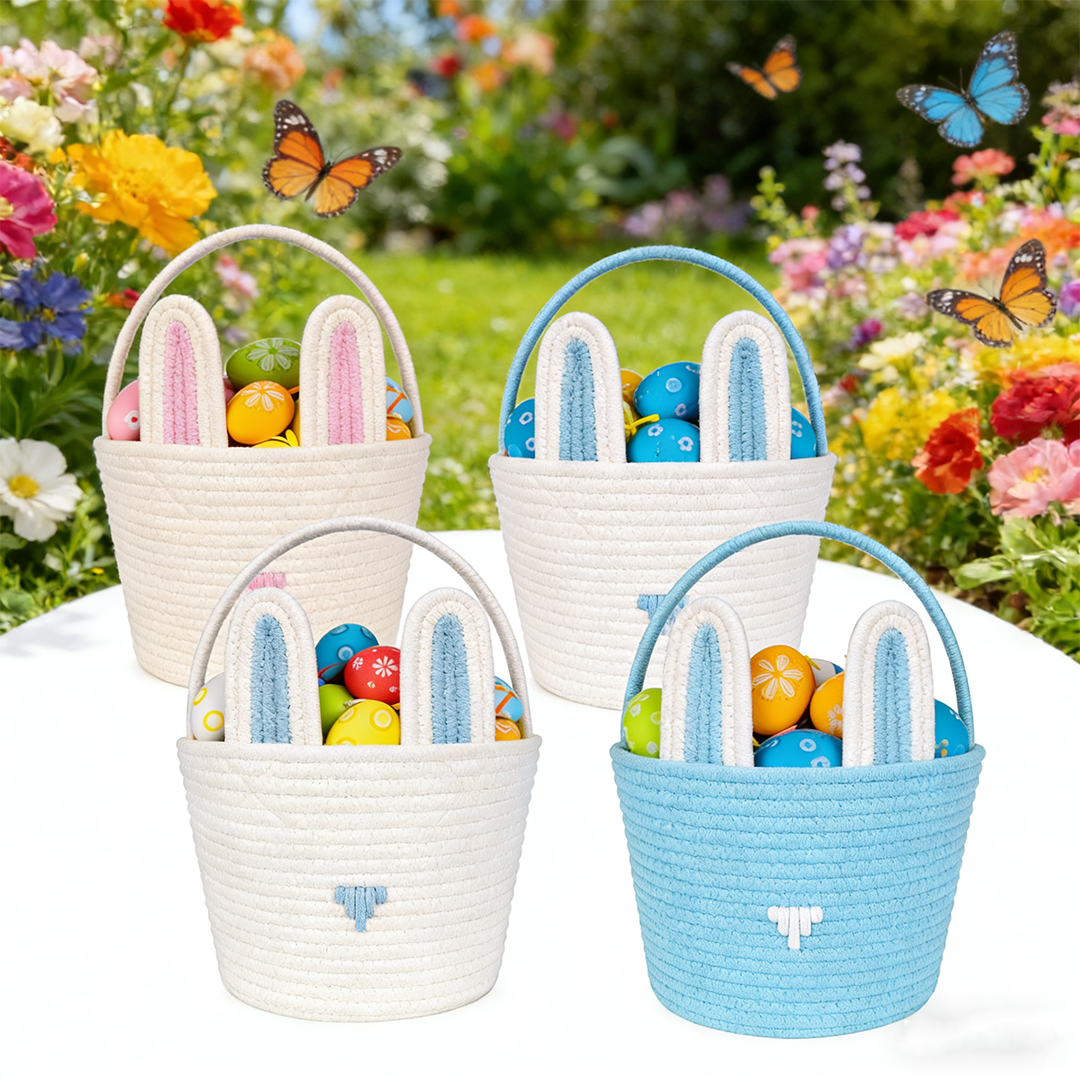 Easter Cotton Rope Woven Storage Basket - Handheld Gift Basket