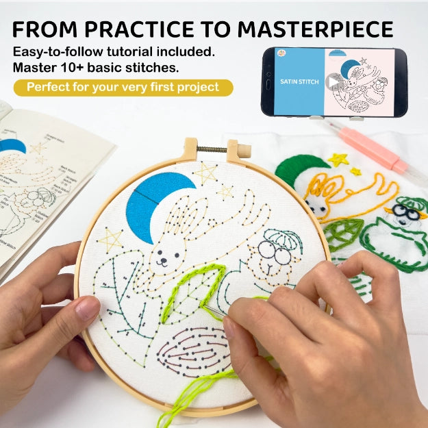 Bundle - Beginner Embroidery Kit - 26-Alphabet + Floral + Animal Complete Embroidery Set