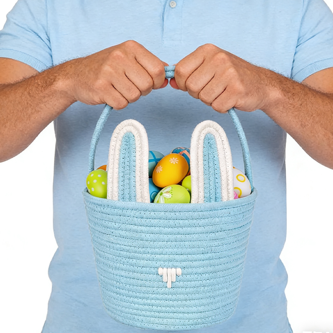 Easter Cotton Rope Woven Storage Basket - Handheld Gift Basket