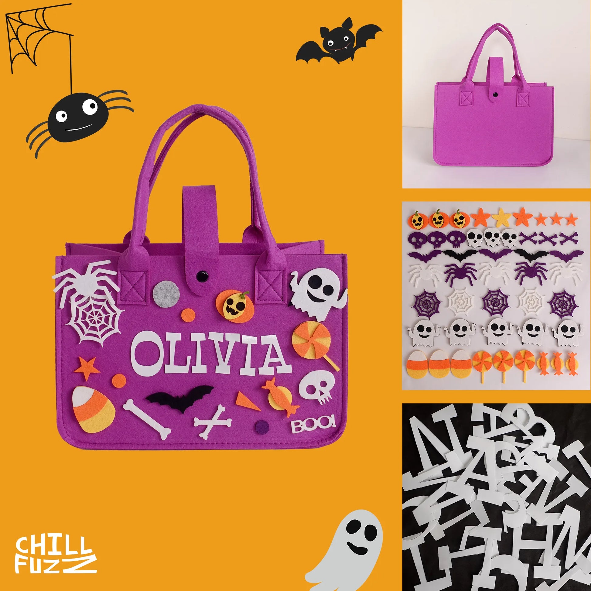 Artisan-Made -  Customized Trick or Treat Bag with Name Label