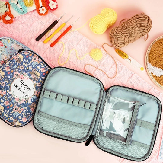 Floral Hand-Knitted Storage Bag