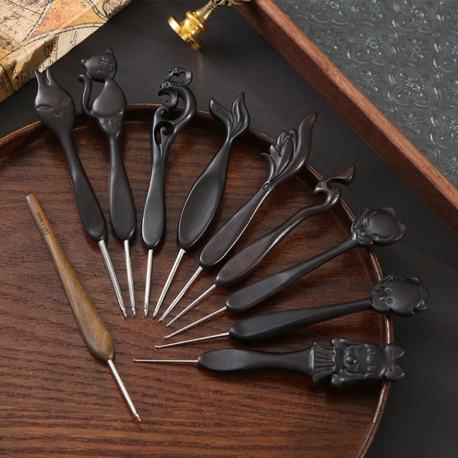 Crochet Tool - Solid Wood and Stainless Steel Crochet Hook with Pattern