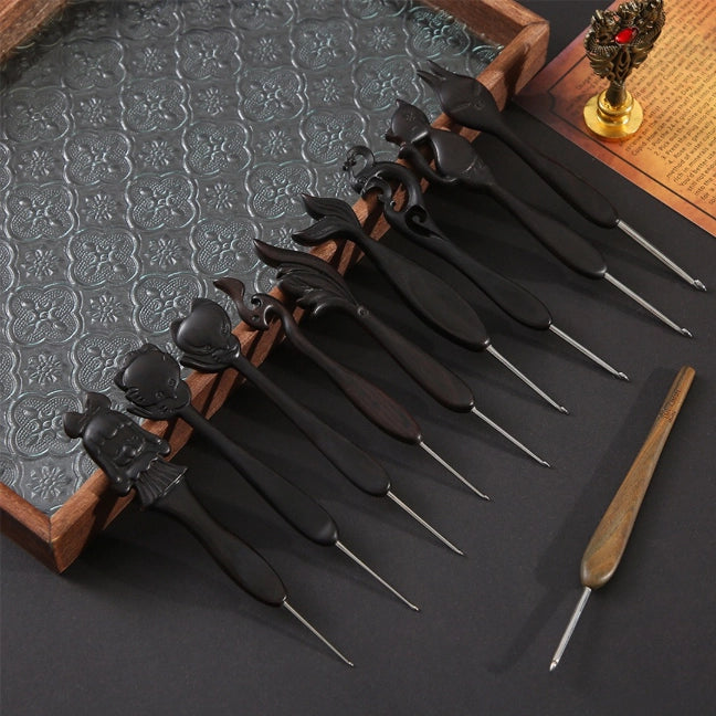 Crochet Tool - Solid Wood and Stainless Steel Crochet Hook with Pattern