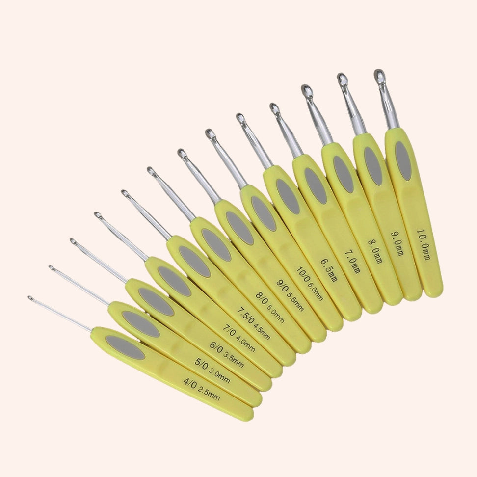 Crochet Tool - 8/13-Piece Crochet Hook Set with PUC Handles & Aluminum Needles