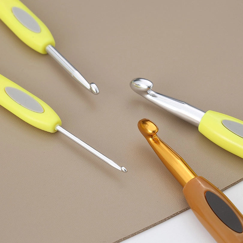 Crochet Tool - 8/13-Piece Crochet Hook Set with PUC Handles & Aluminum Needles