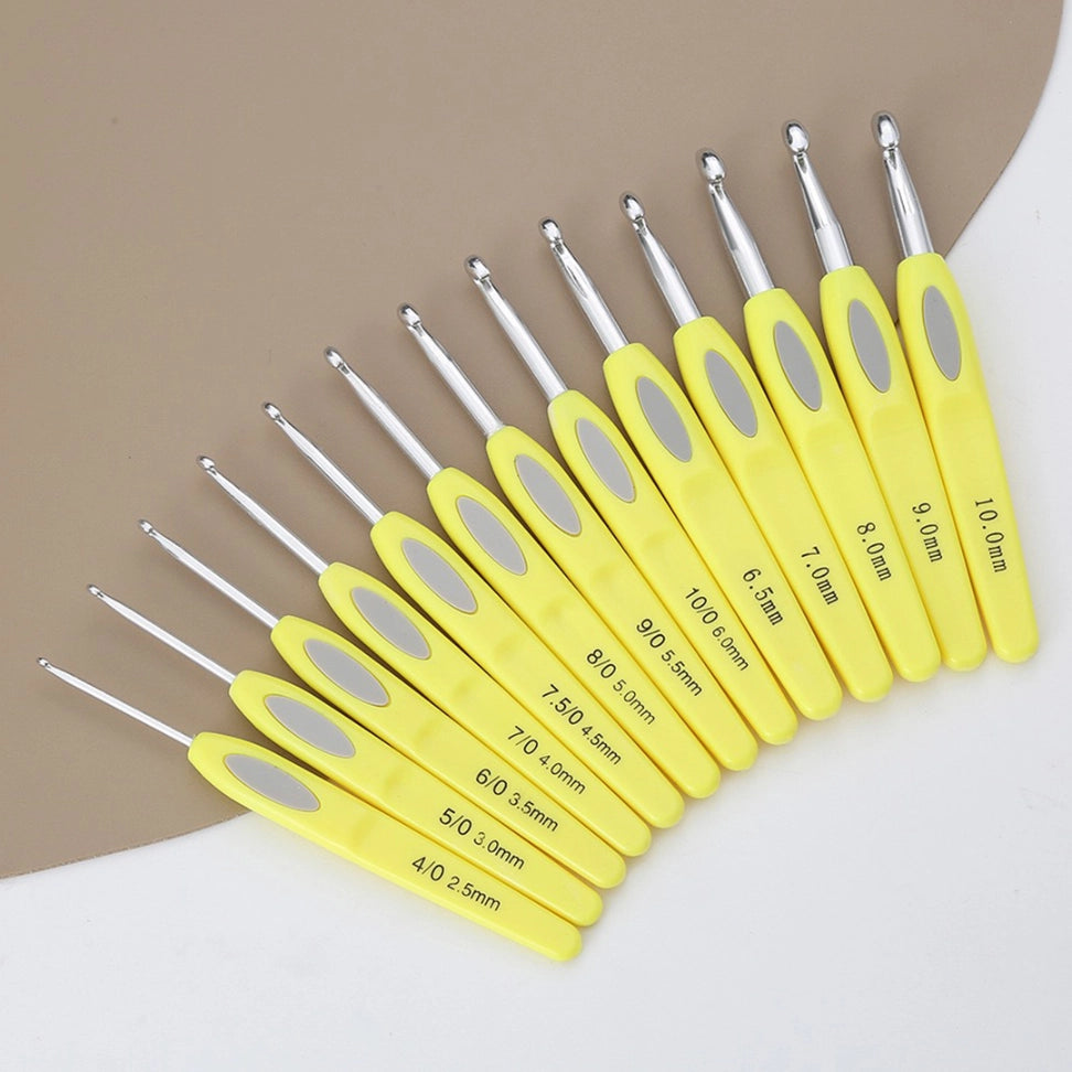 Crochet Tool - 8/13-Piece Crochet Hook Set with PUC Handles & Aluminum Needles