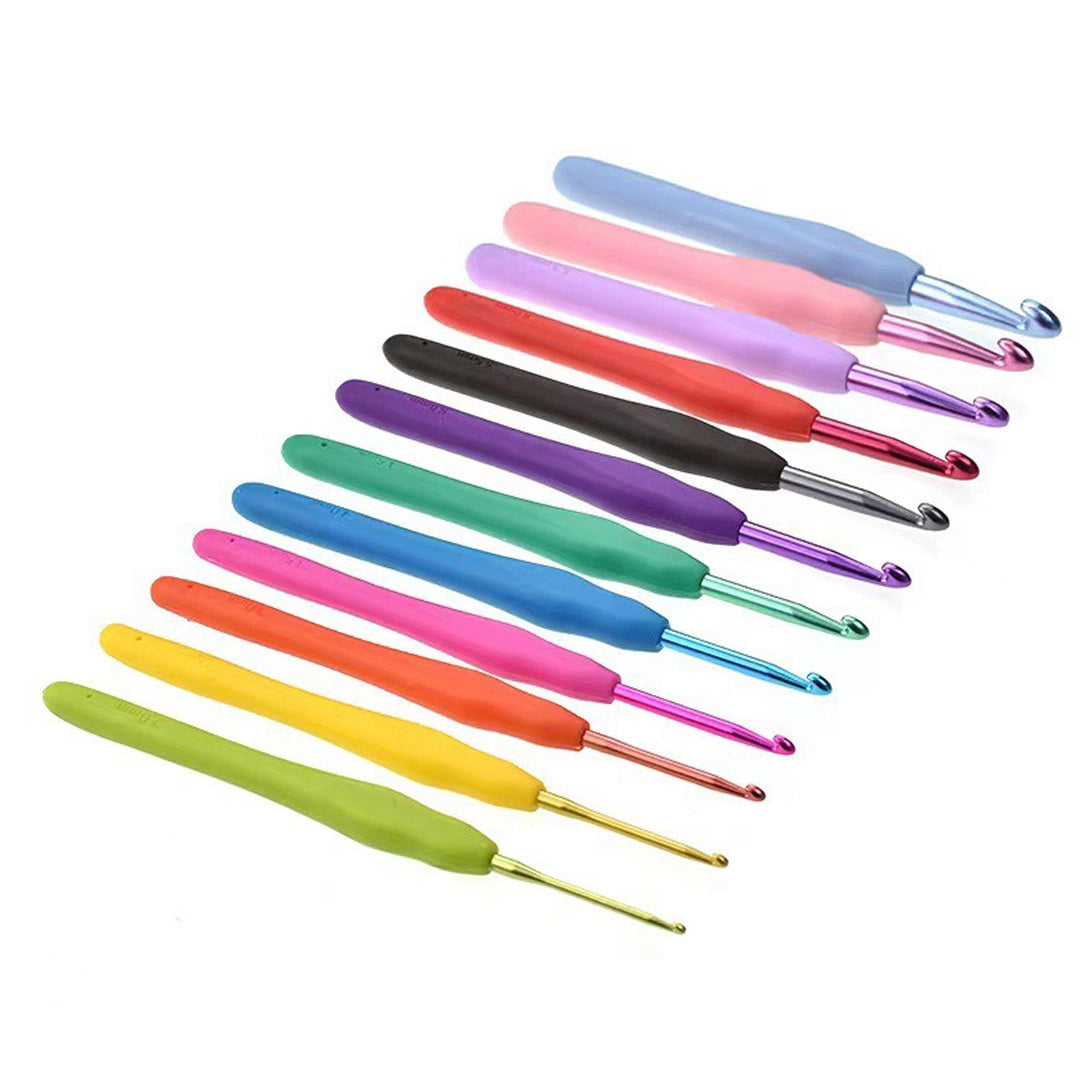 Crochet Tool - 12-Piece Stainless Steel Crochet Hook Set with Colored Handles