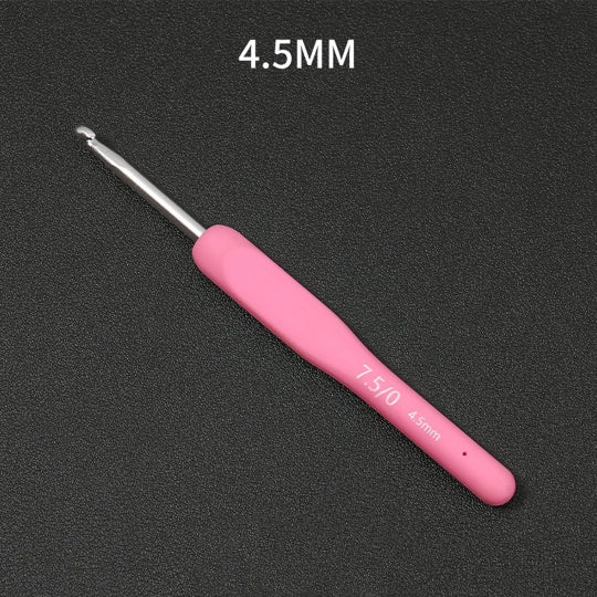 Crochet Tool - Stainless Steel Crochet Hook with Pink Soft Handle