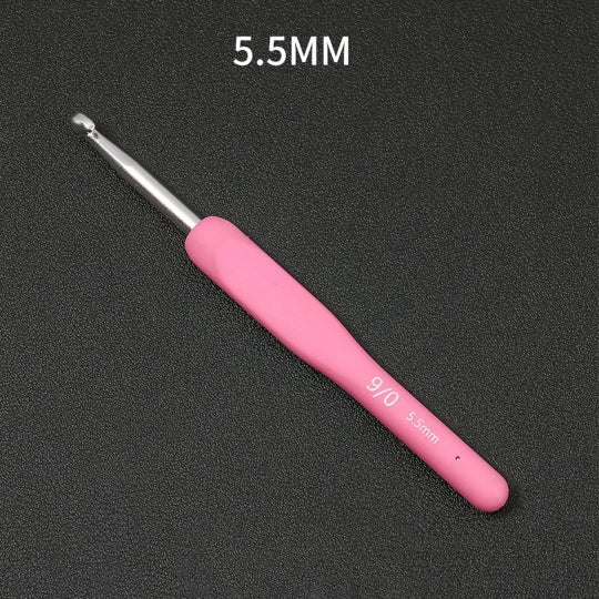 Crochet Tool - Stainless Steel Crochet Hook with Pink Soft Handle