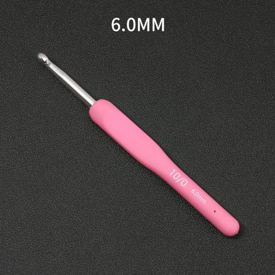 Crochet Tool - Stainless Steel Crochet Hook with Pink Soft Handle