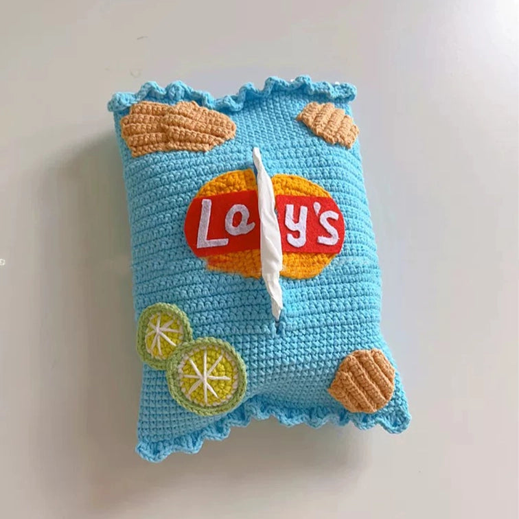 Crochet Kit - Hand-Crocheted Craft Kit for Potato Chip-Shaped Tissue Box Decoration