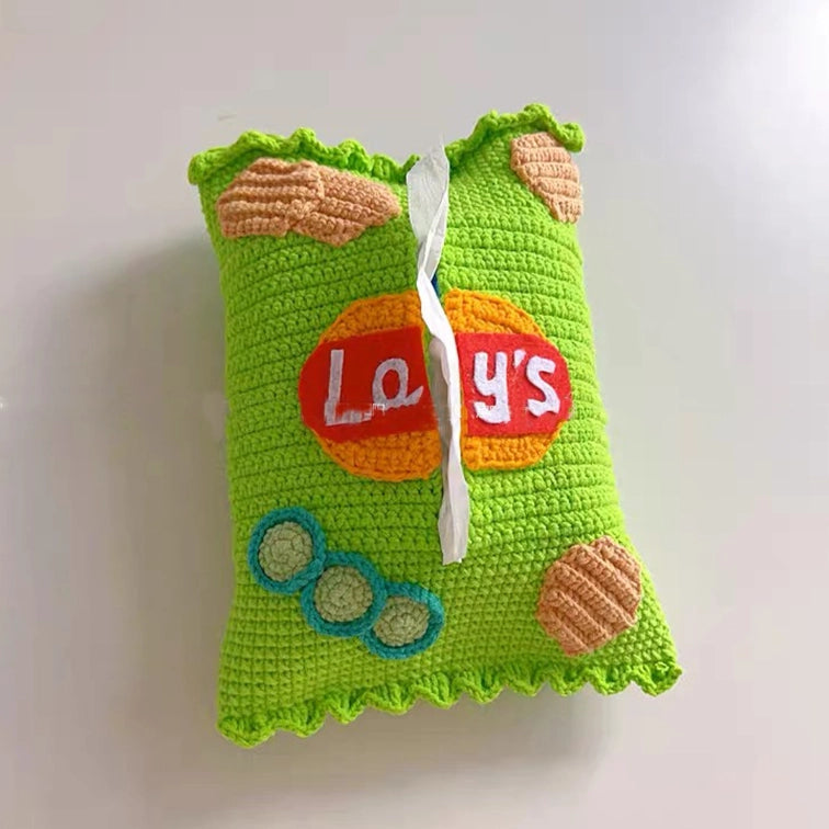 Crochet Kit - Hand-Crocheted Craft Kit for Potato Chip-Shaped Tissue Box Decoration