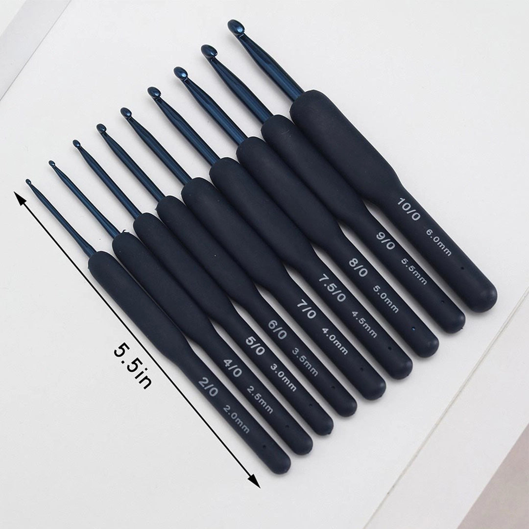 Crochet Tool - Stainless Steel Crochet Hook with bule Soft Handle