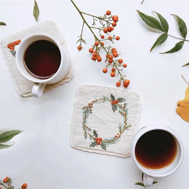 DlY Embroidery-Christmas Coaster