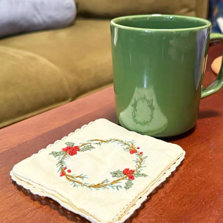 DlY Embroidery-Christmas Coaster
