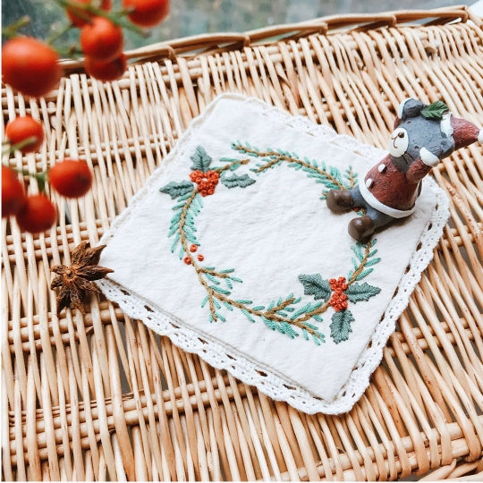 DlY Embroidery-Christmas Coaster
