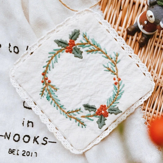 DlY Embroidery-Christmas Coaster