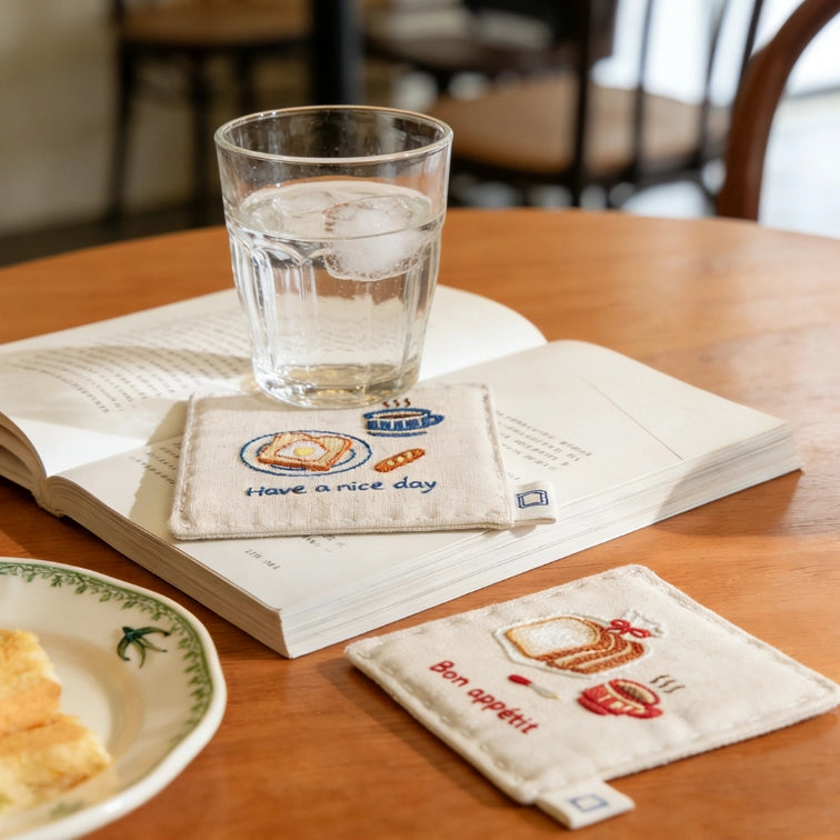 DlY Embroidery - Coffee & Bread Coaster