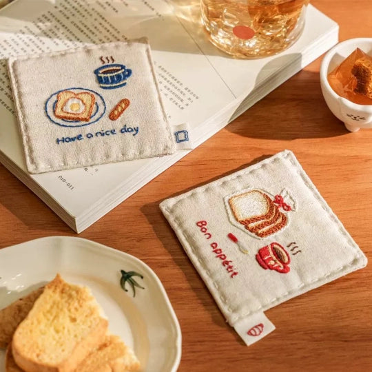 DlY Embroidery - Coffee & Bread Coaster