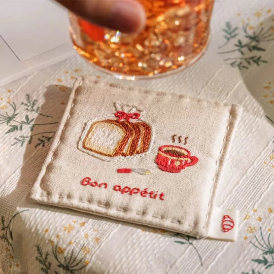 DlY Embroidery - Coffee & Bread Coaster