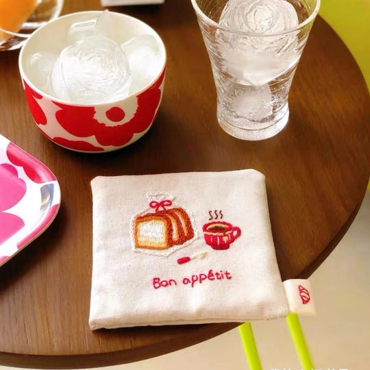 DlY Embroidery - Coffee & Bread Coaster