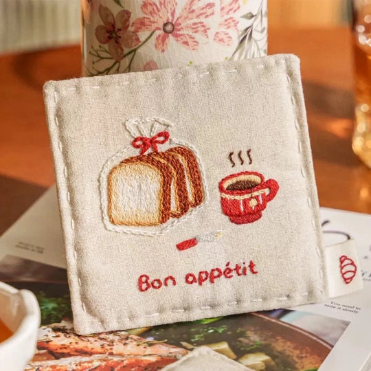 DlY Embroidery - Coffee & Bread Coaster