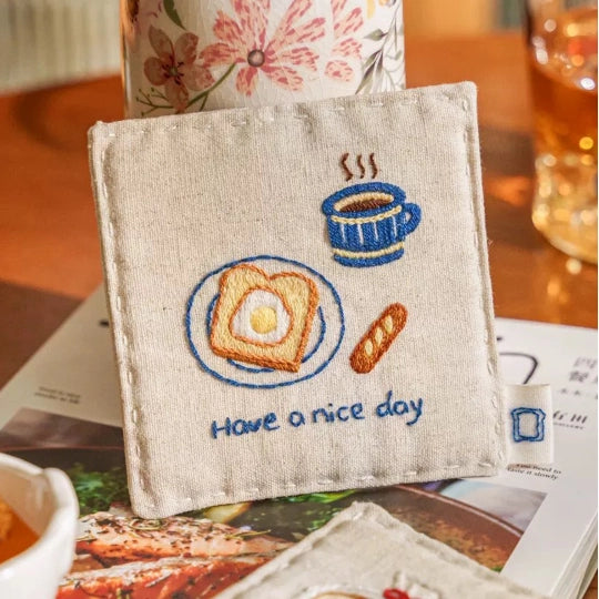 DlY Embroidery - Coffee & Bread Coaster