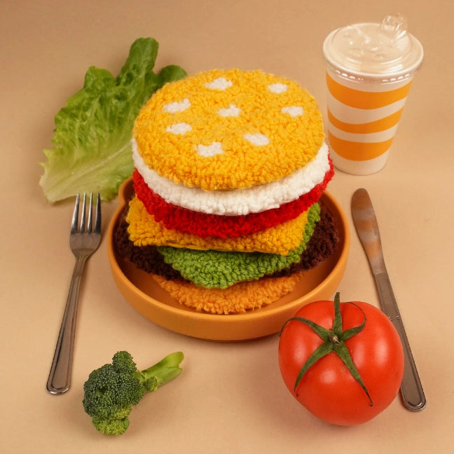 Bundle - Hamburger Coaster Crochet Kit Set of 7