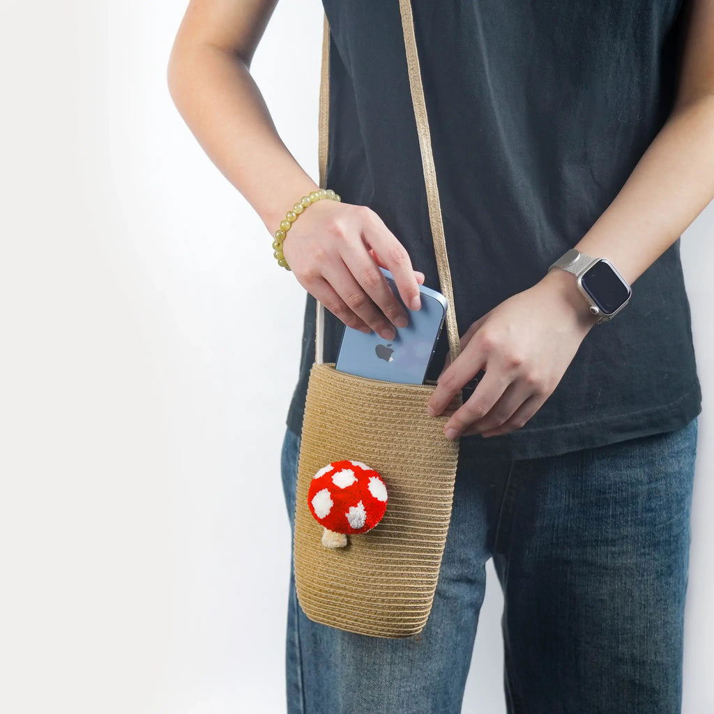 Handmade Tufted 3D Mushroom cross body bag ChillFuzz