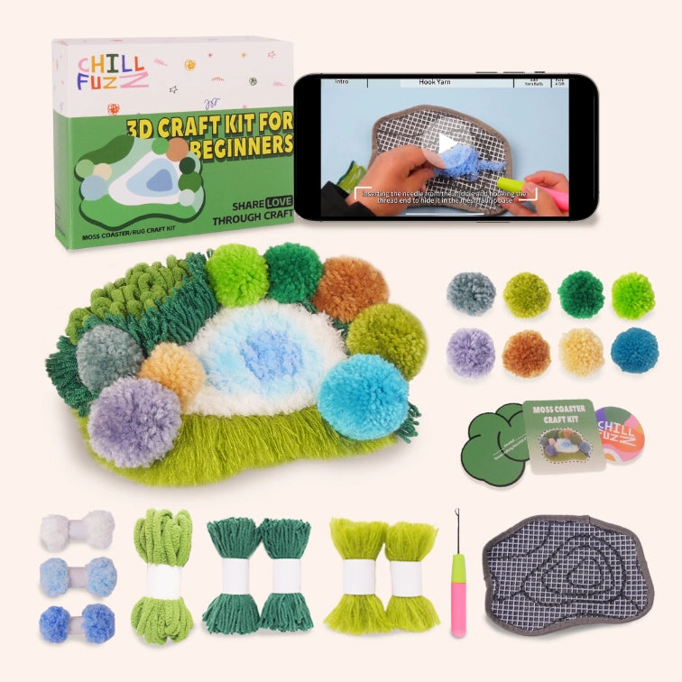 Beginner - Level Latch Hook Kit - Latitude 37°N Coaster